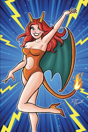 CHARIZARD CHERYL Archie Laugh #166 DAN PARENT EXCLUSIVE Cosplay Variant /150 w. COA